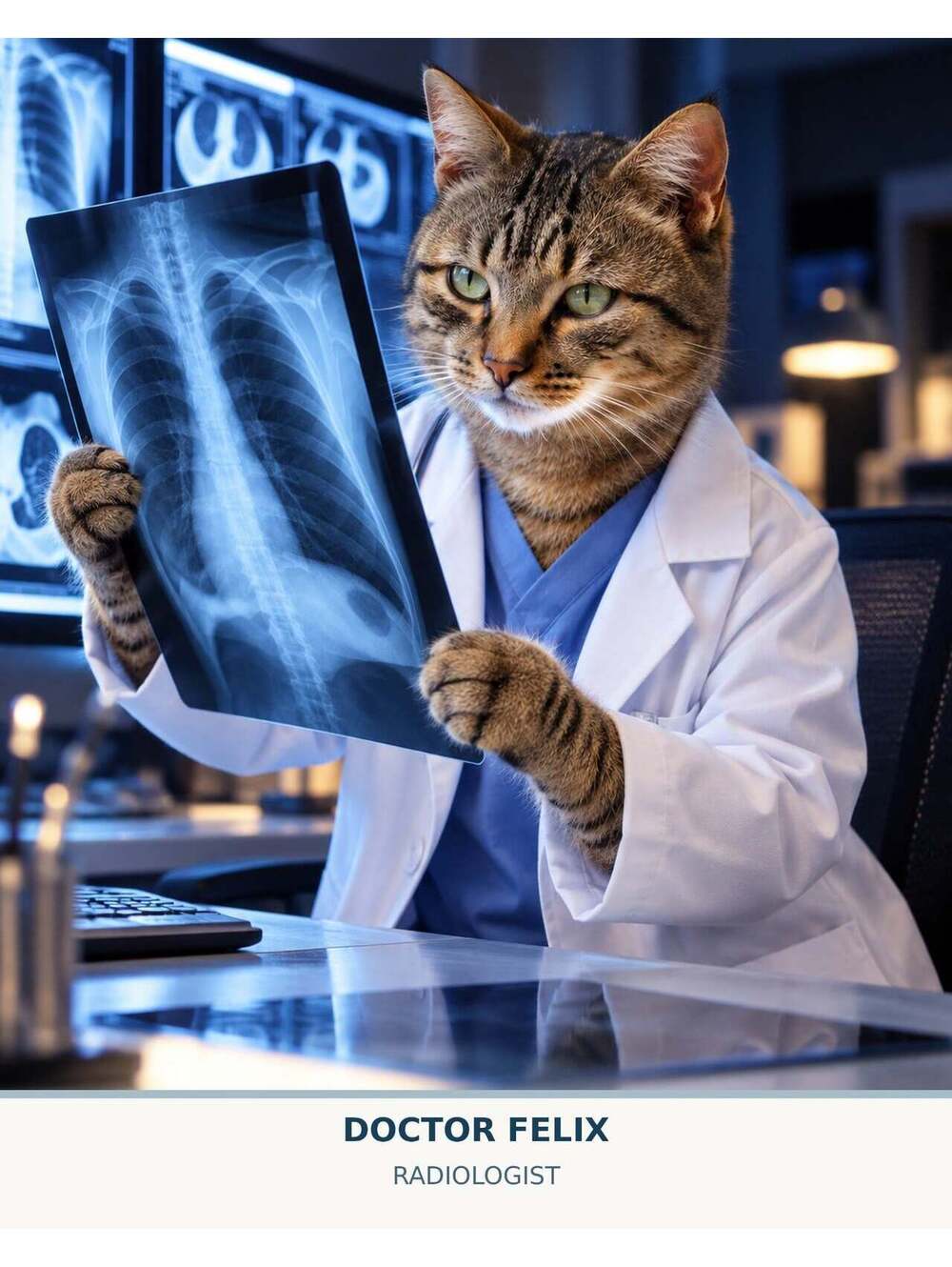 4879 Personalized Pet Pics Turn Your Cat Into a Doctor (Radiologist) 8x10
